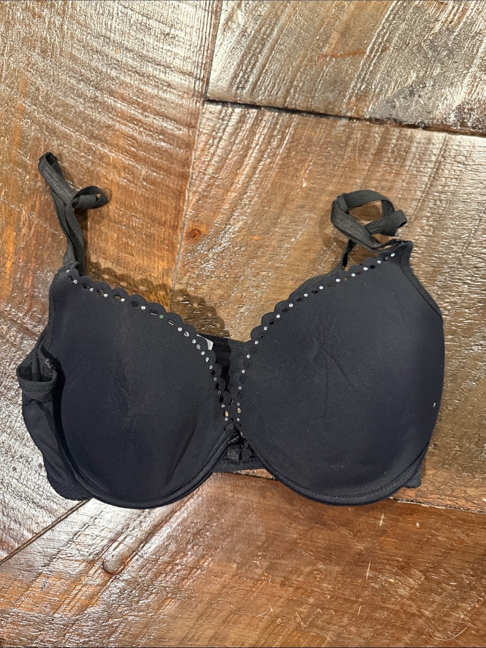 Rampage Black Scallop-Edge Padded Bra